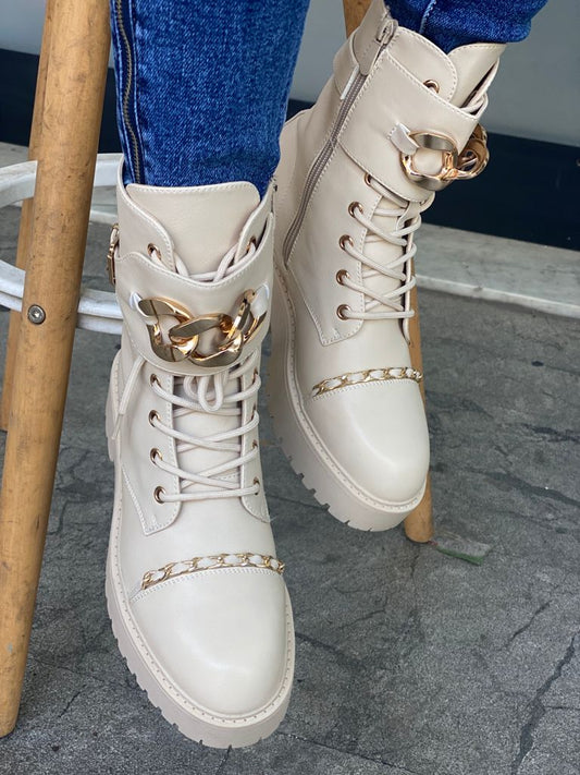 Botte BEIGE KL858 Botte de cheville