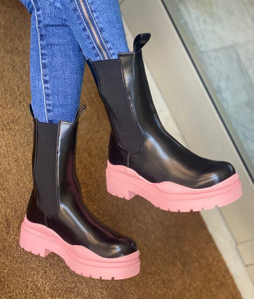 K2015 black / pink ankle boot