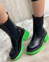 8818 black / green ankle boot